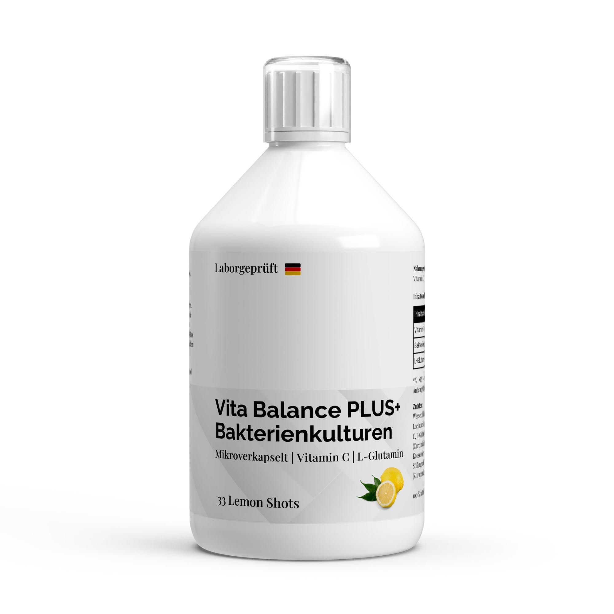 Vita Balance PLUS+  Бактериални култури - 33 веган лимонови шота - 500 мл
