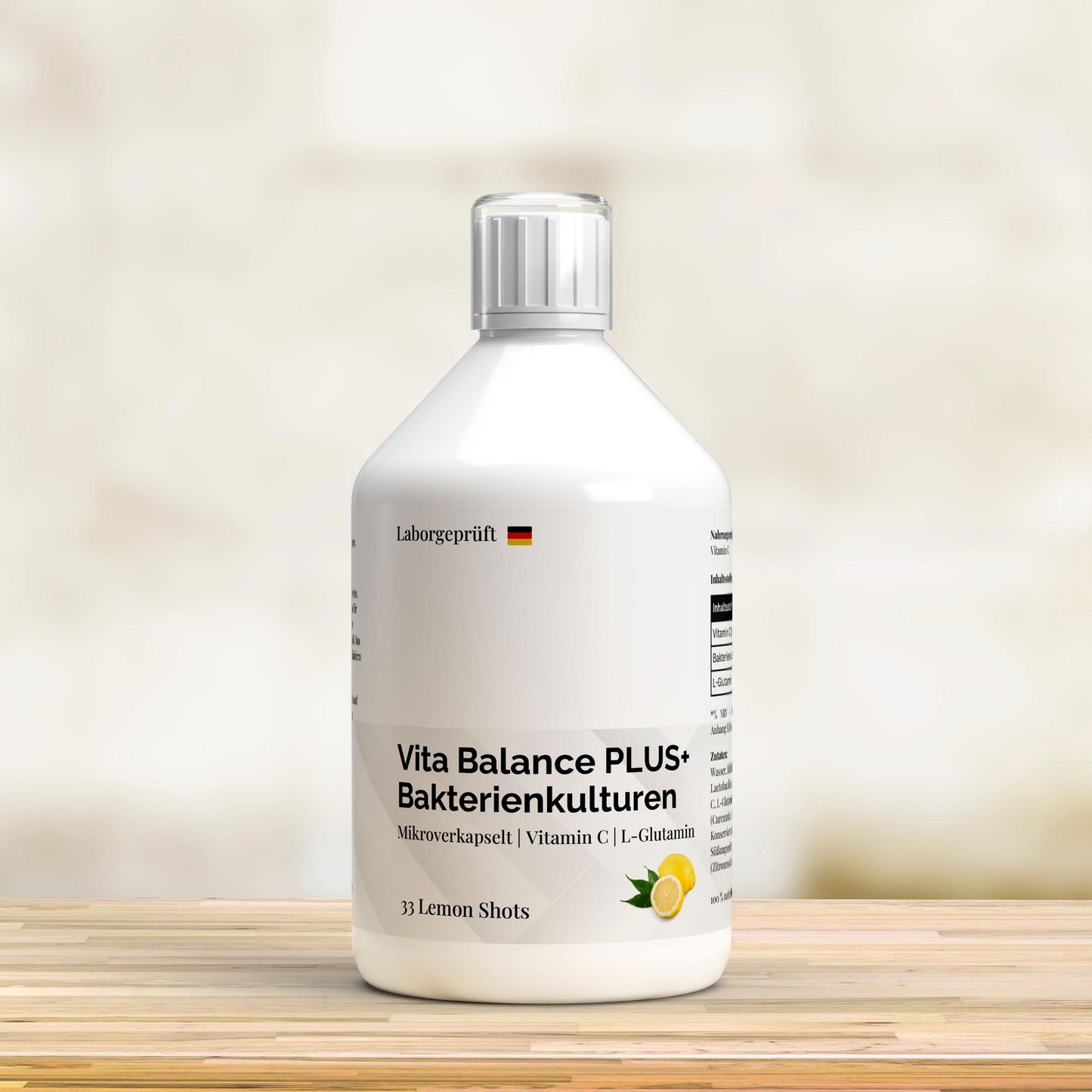 Vita Balance PLUS+  Бактериални култури - 33 веган лимонови шота - 500 мл